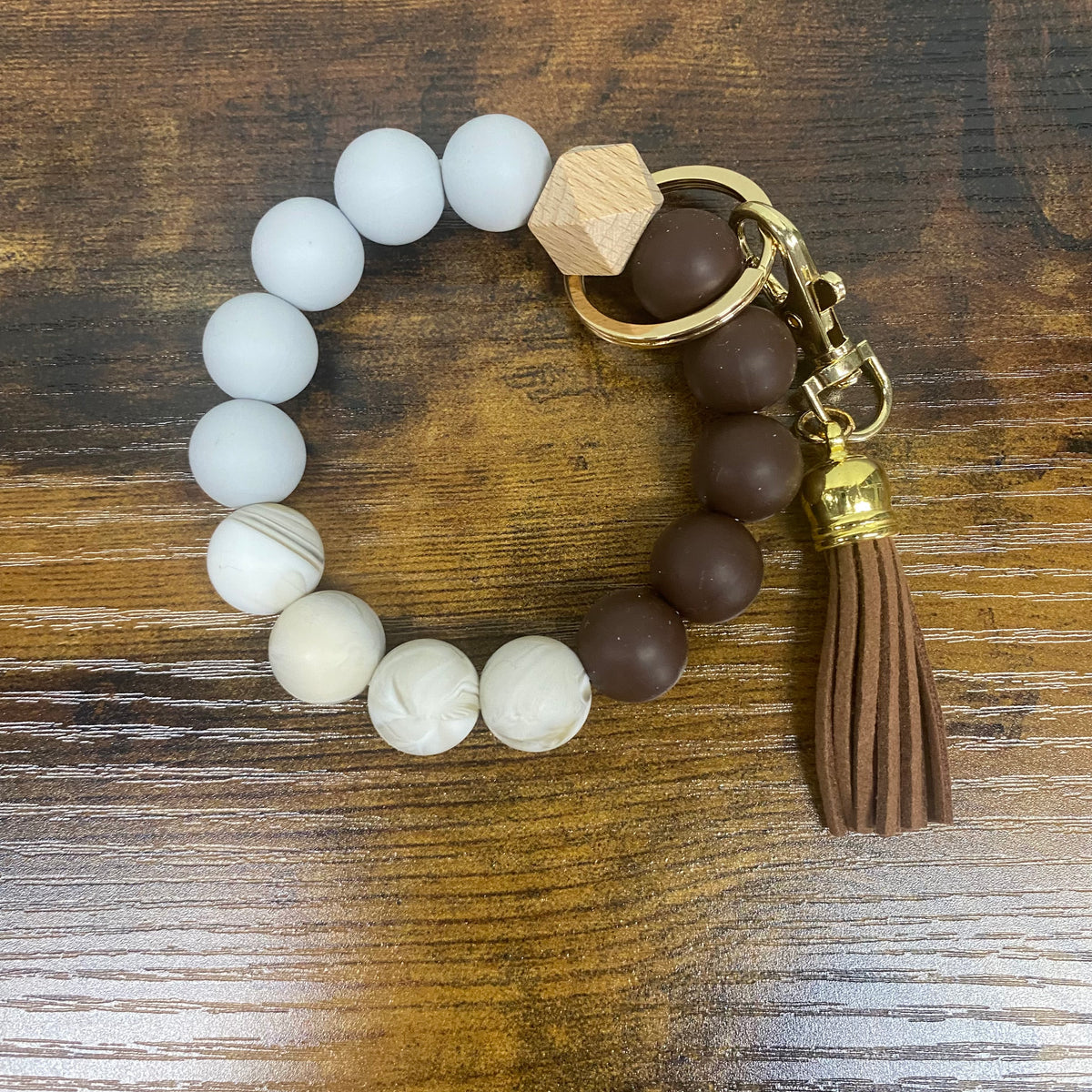 Silicone Bead Bracelet Keychain