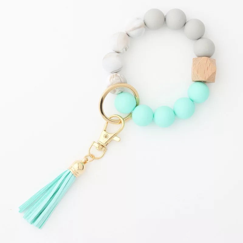 Silicone Bead Bracelet Keychain