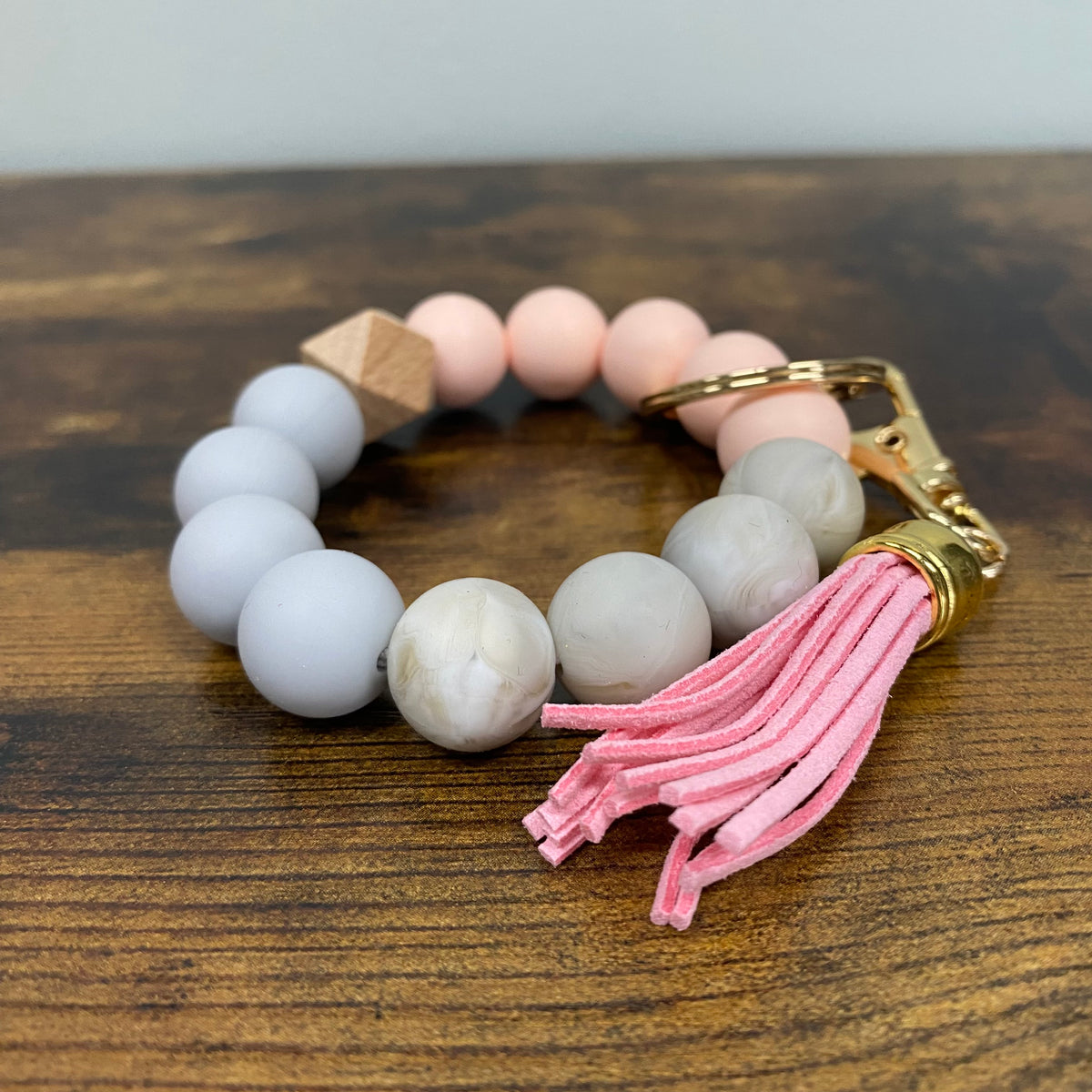 Silicone Bead Bracelet Keychain