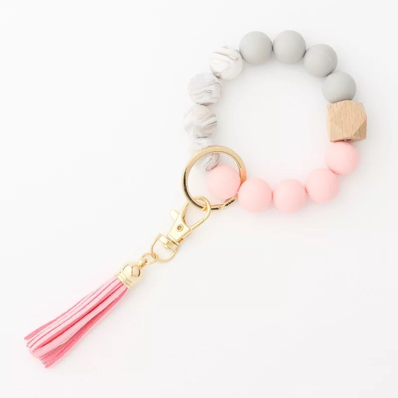 Silicone Bead Bracelet Keychain