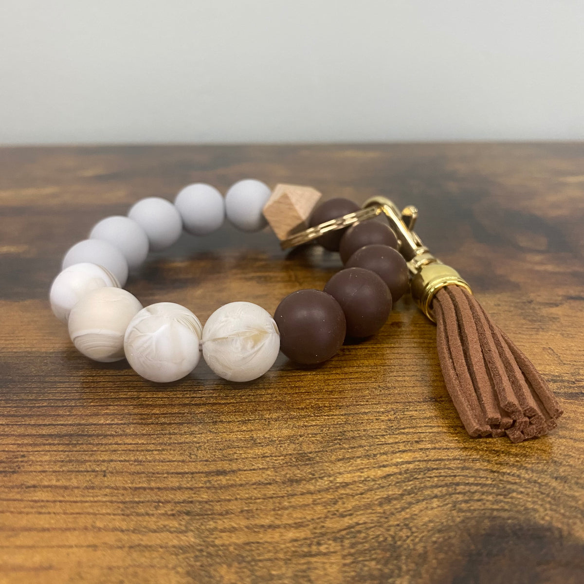Silicone Bead Bracelet Keychain