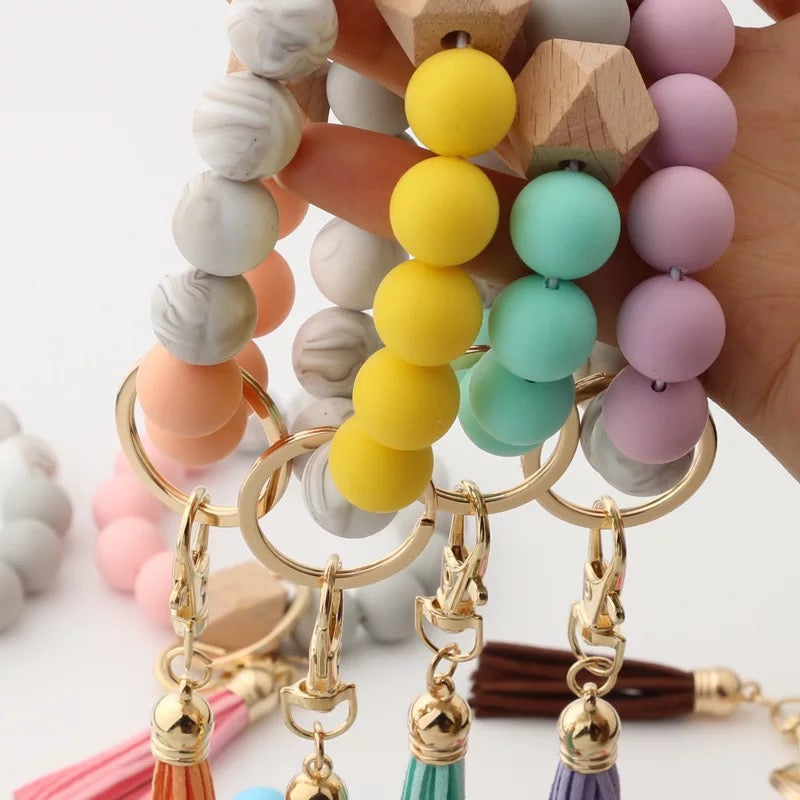 Silicone Bead Bracelet Keychain