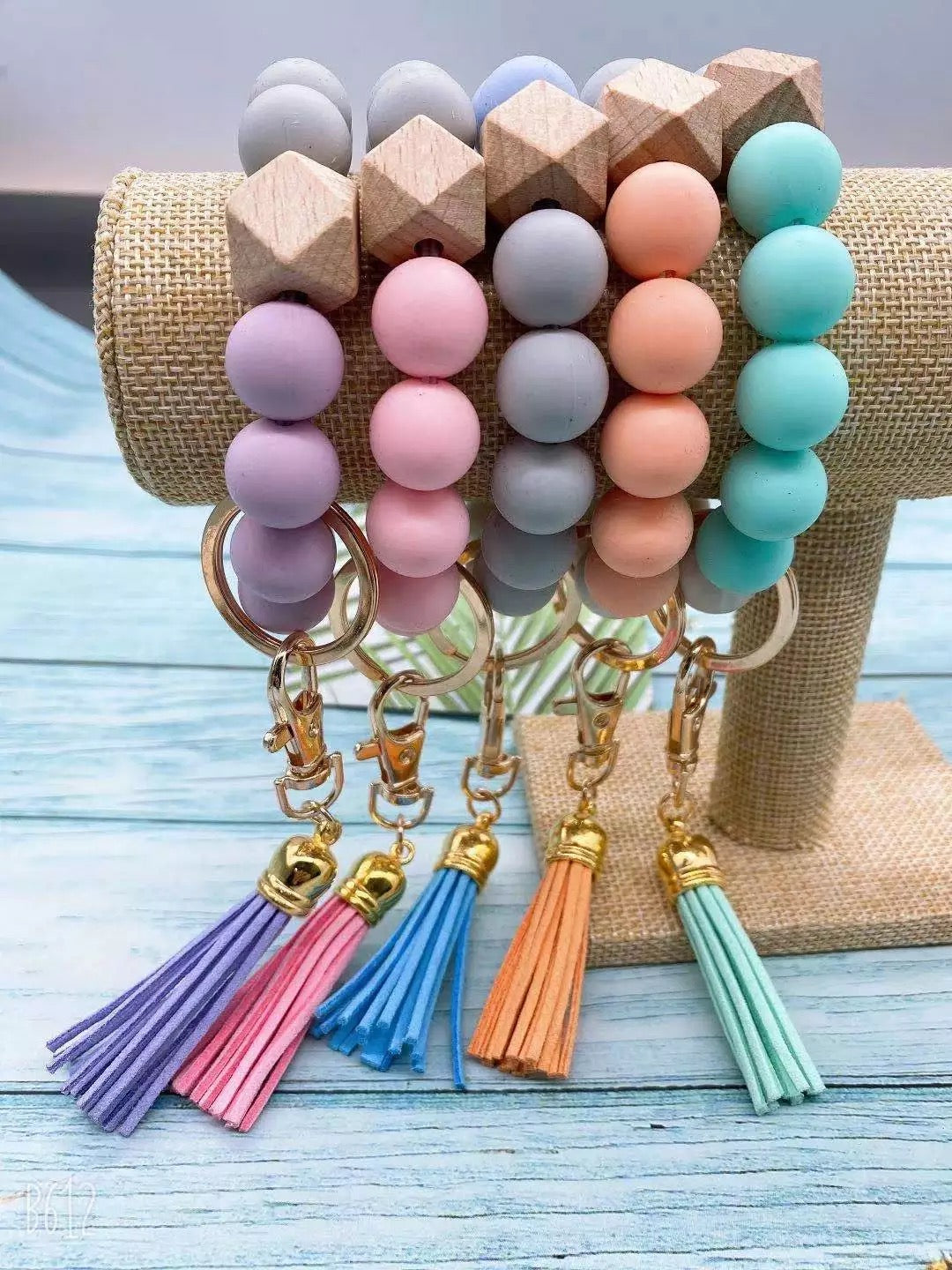 Silicone Bead Bracelet Keychain