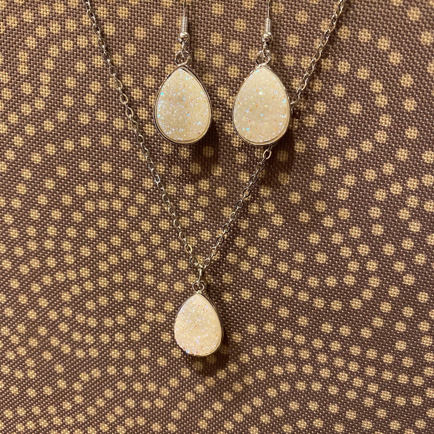 Druzy Teardrop Earrings Only - Silver