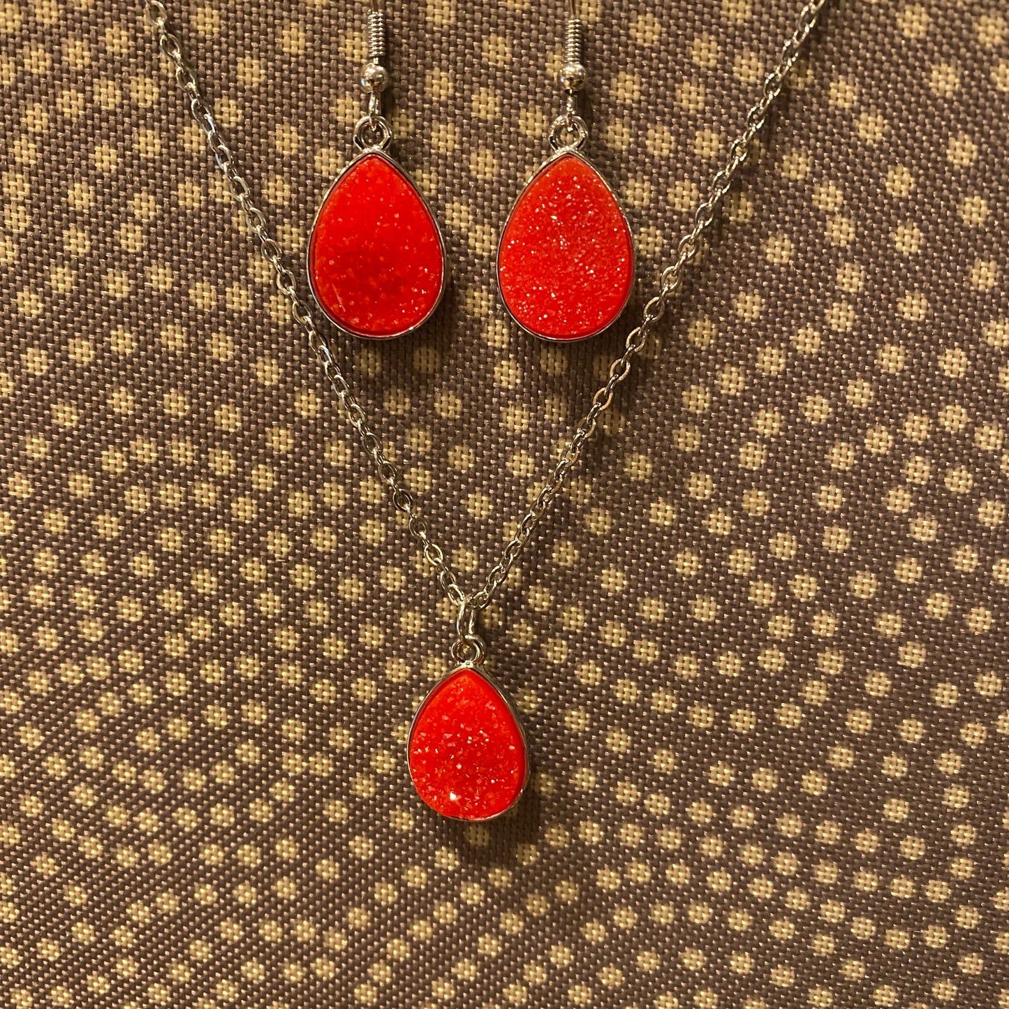 Druzy Teardrop Earrings Only - Silver