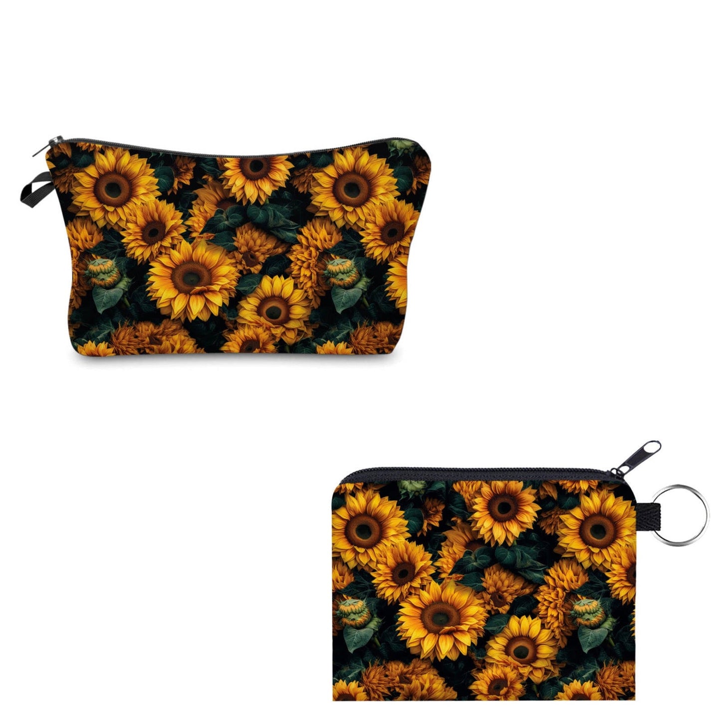 Pouch & Mini Pouch Set - Sunflower Green Leaves