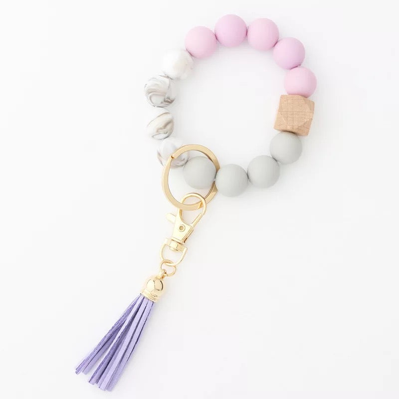 Silicone Bead Bracelet Keychain
