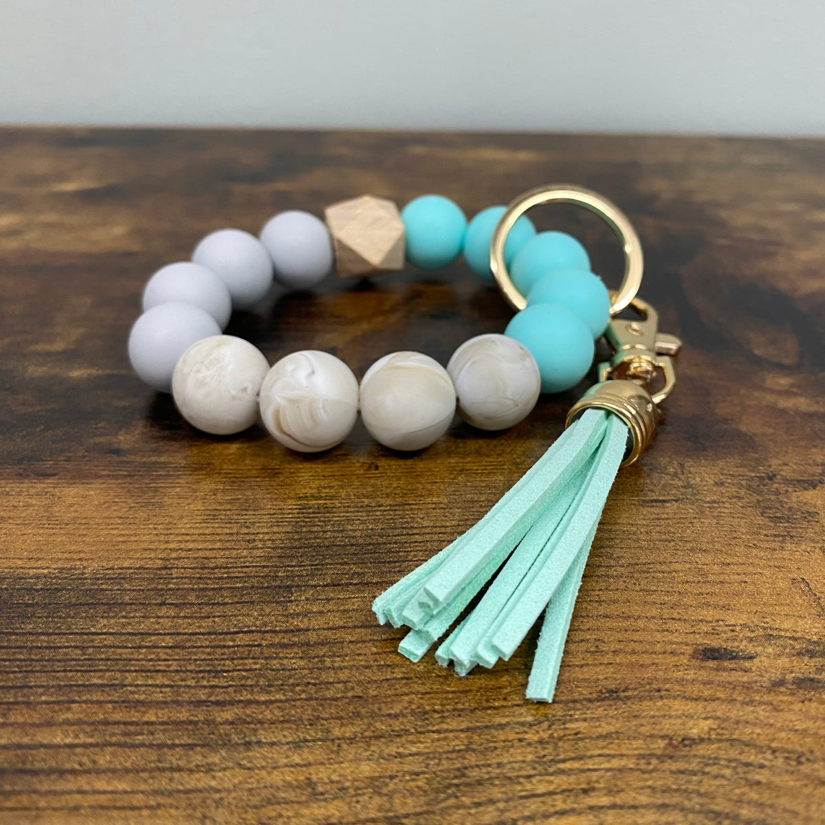 Silicone Bead Bracelet Keychain