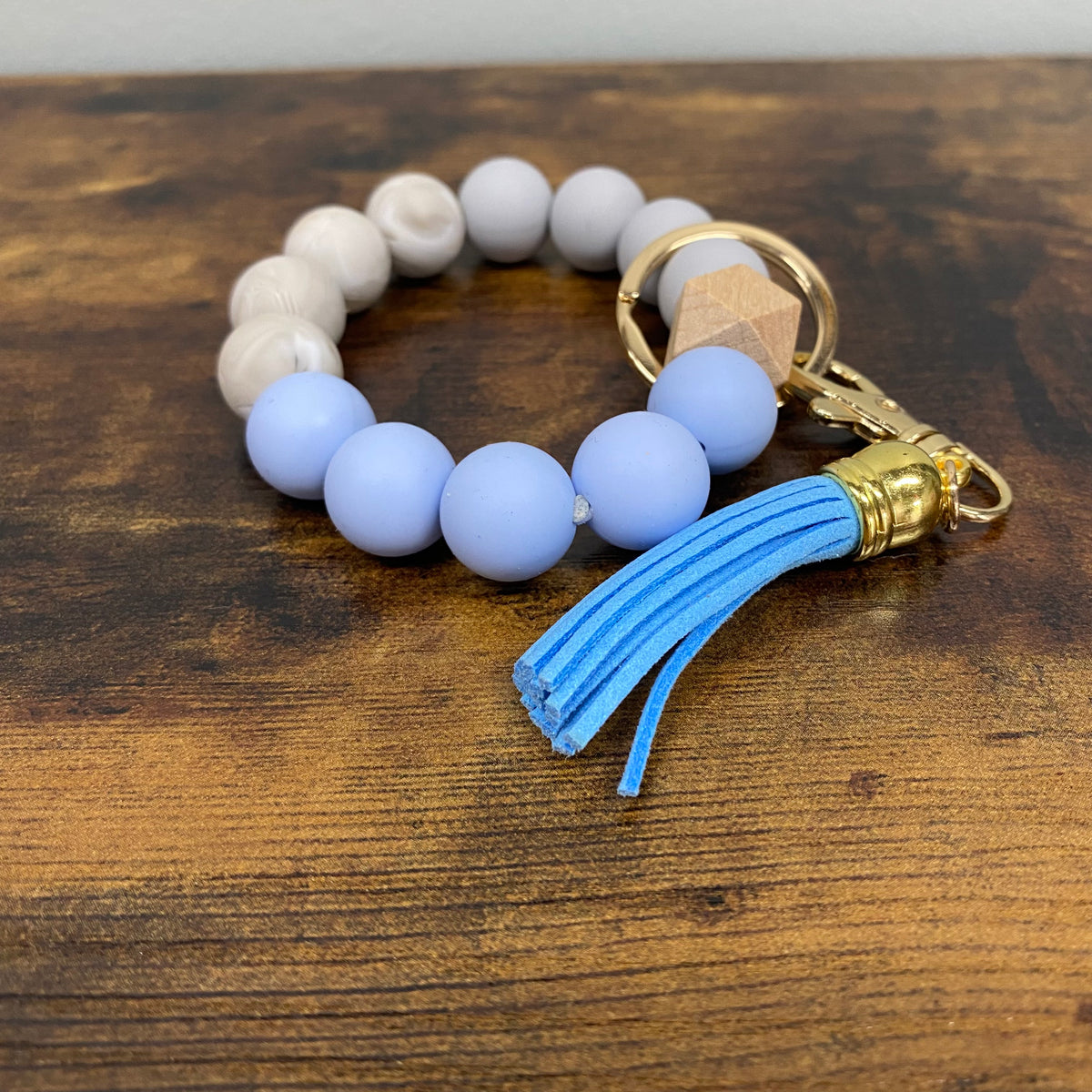 Silicone Bead Bracelet Keychain