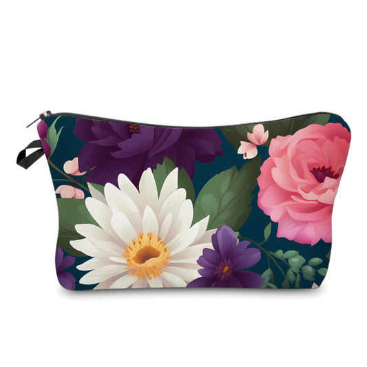 Pouch - Floral White Daisy Pink Purple