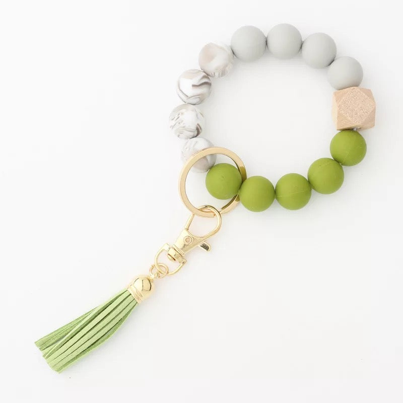 Silicone Bead Bracelet Keychain