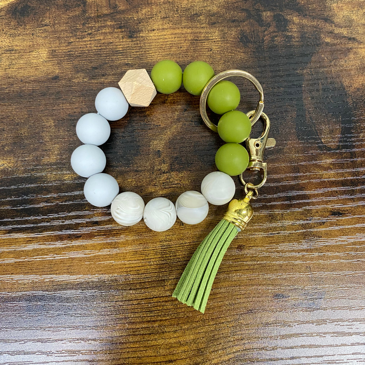 Silicone Bead Bracelet Keychain