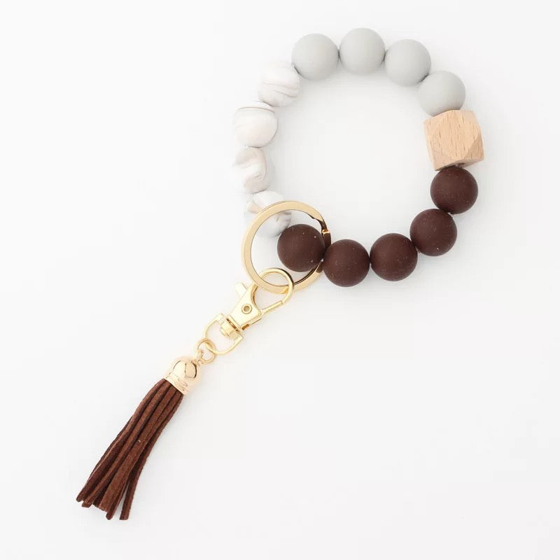 Silicone Bead Bracelet Keychain