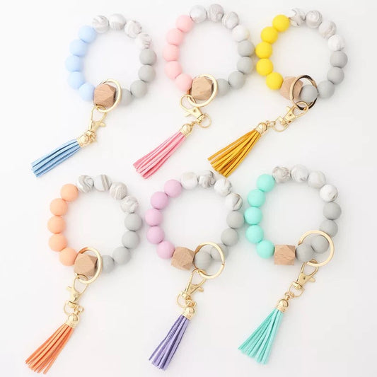 Silicone Bead Bracelet Keychain