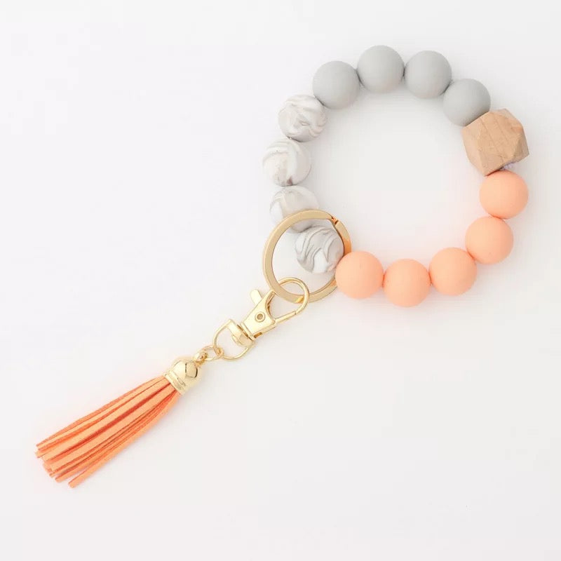 Silicone Bead Bracelet Keychain