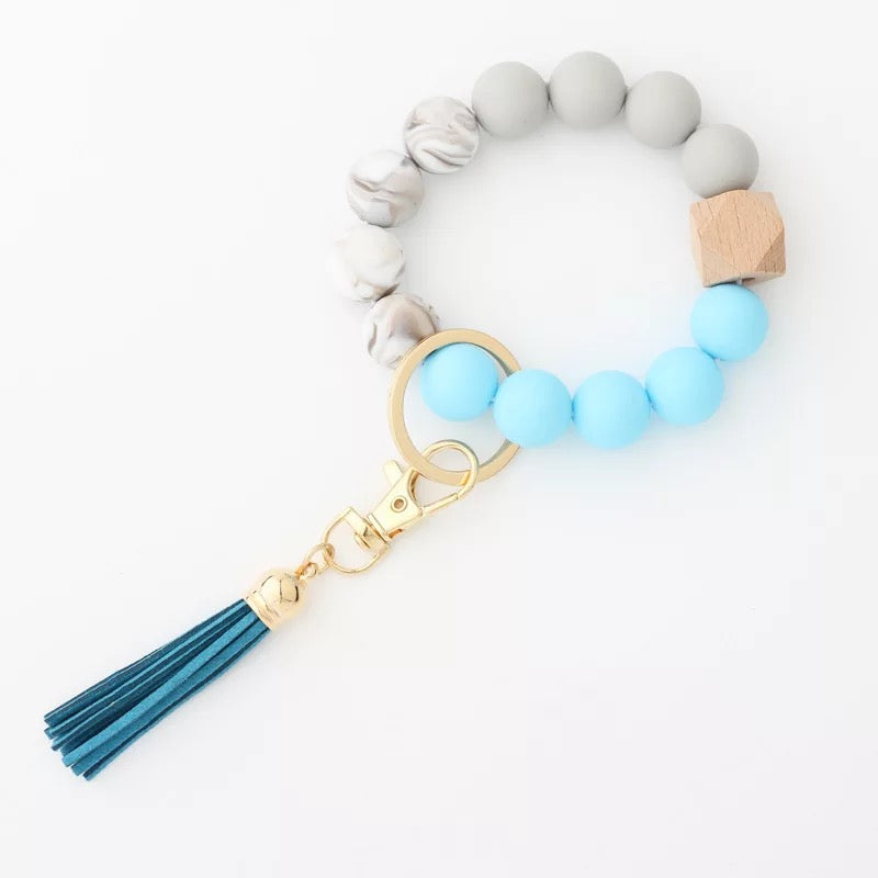 Silicone Bead Bracelet Keychain