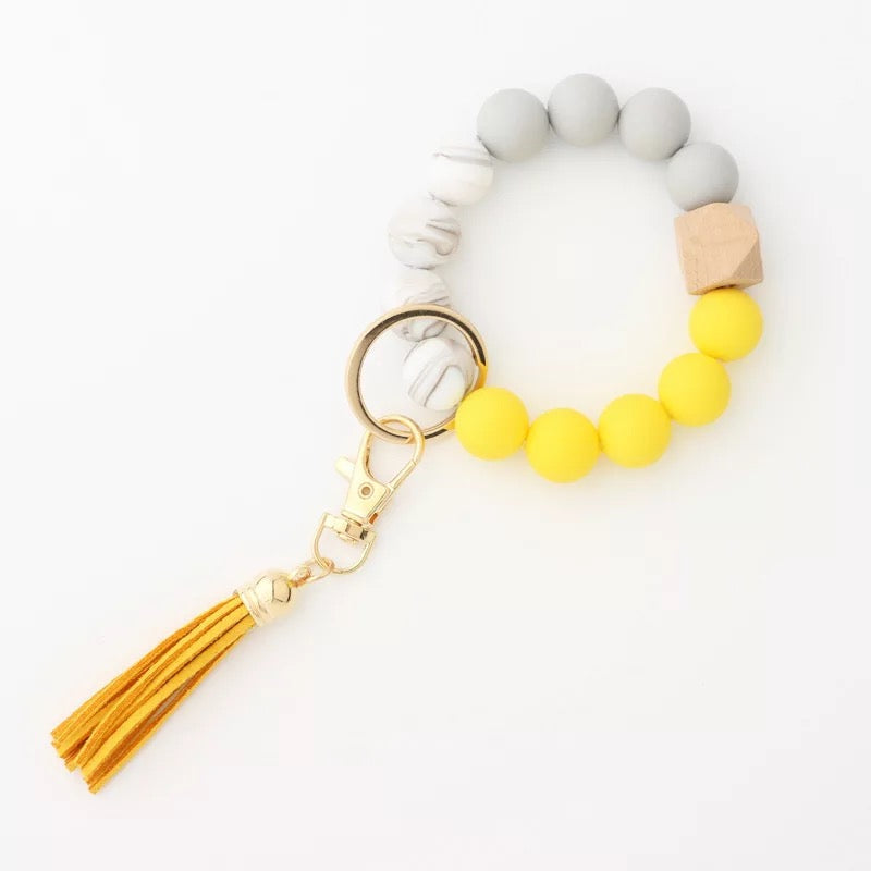 Silicone Bead Bracelet Keychain