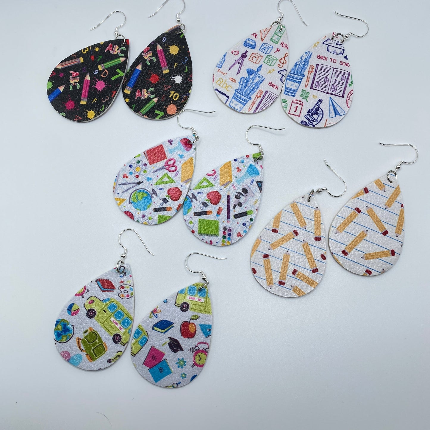 Faux Leather Earrings - School Teardrops
