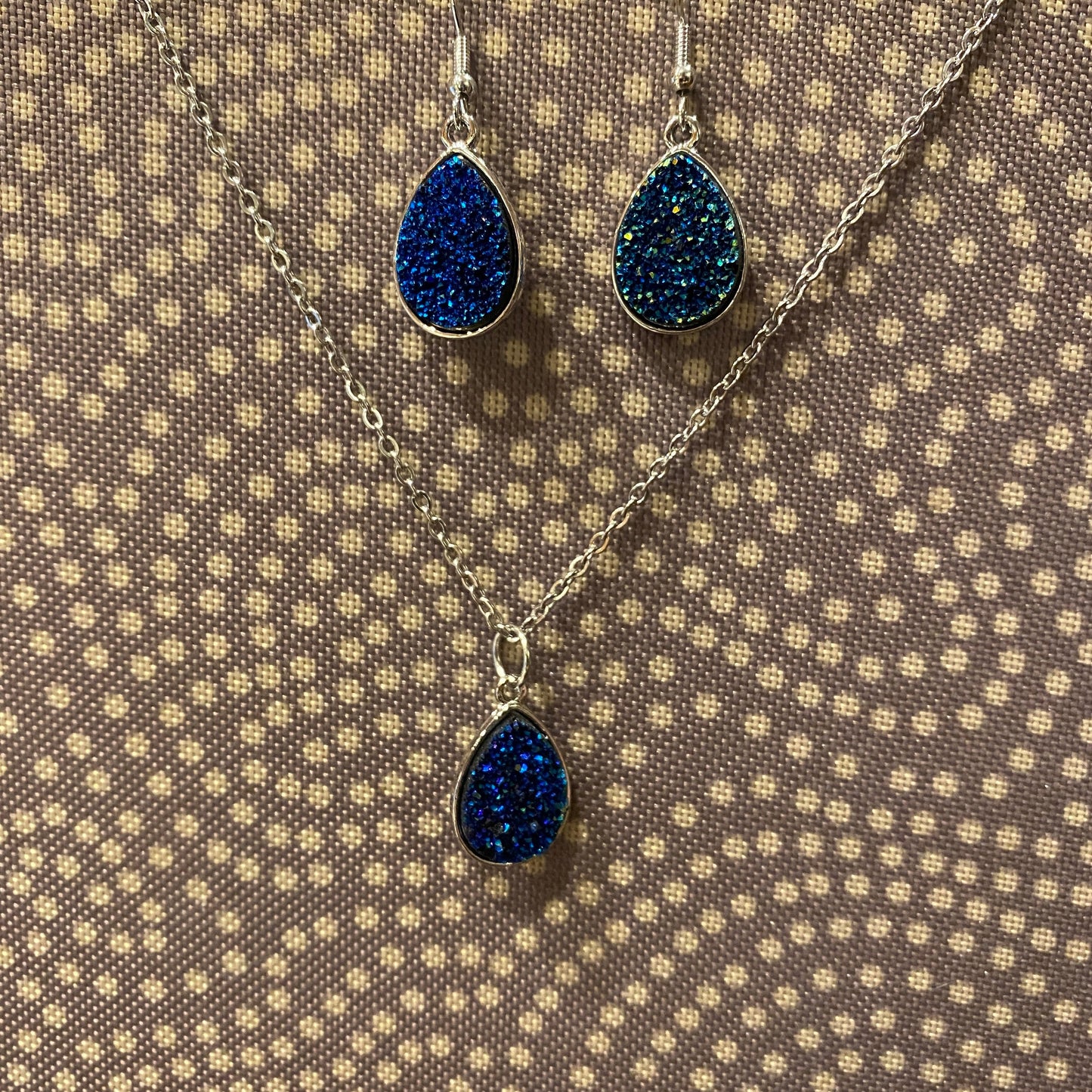 Druzy Teardrop Earrings Only - Silver