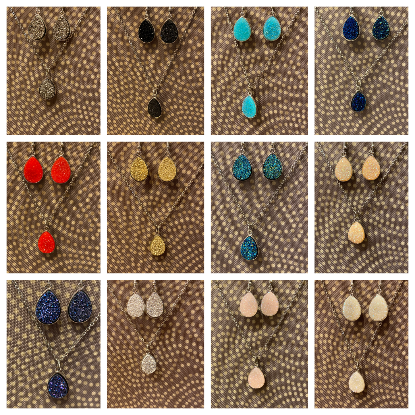 Druzy Teardrop Earrings Only - Silver