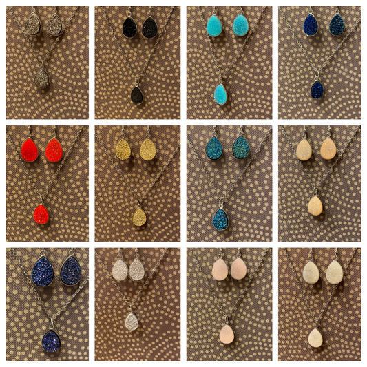 Druzy Teardrop Earrings Only - Silver