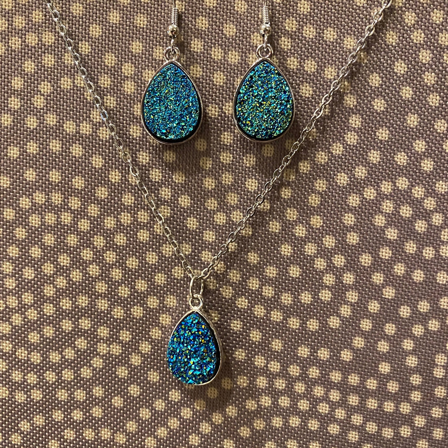 Druzy Teardrop Earrings Only - Silver
