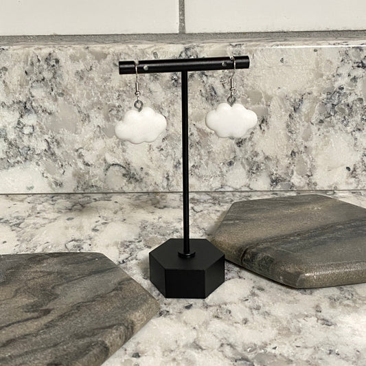 Acrylic Dangle Earrings - White Cloud