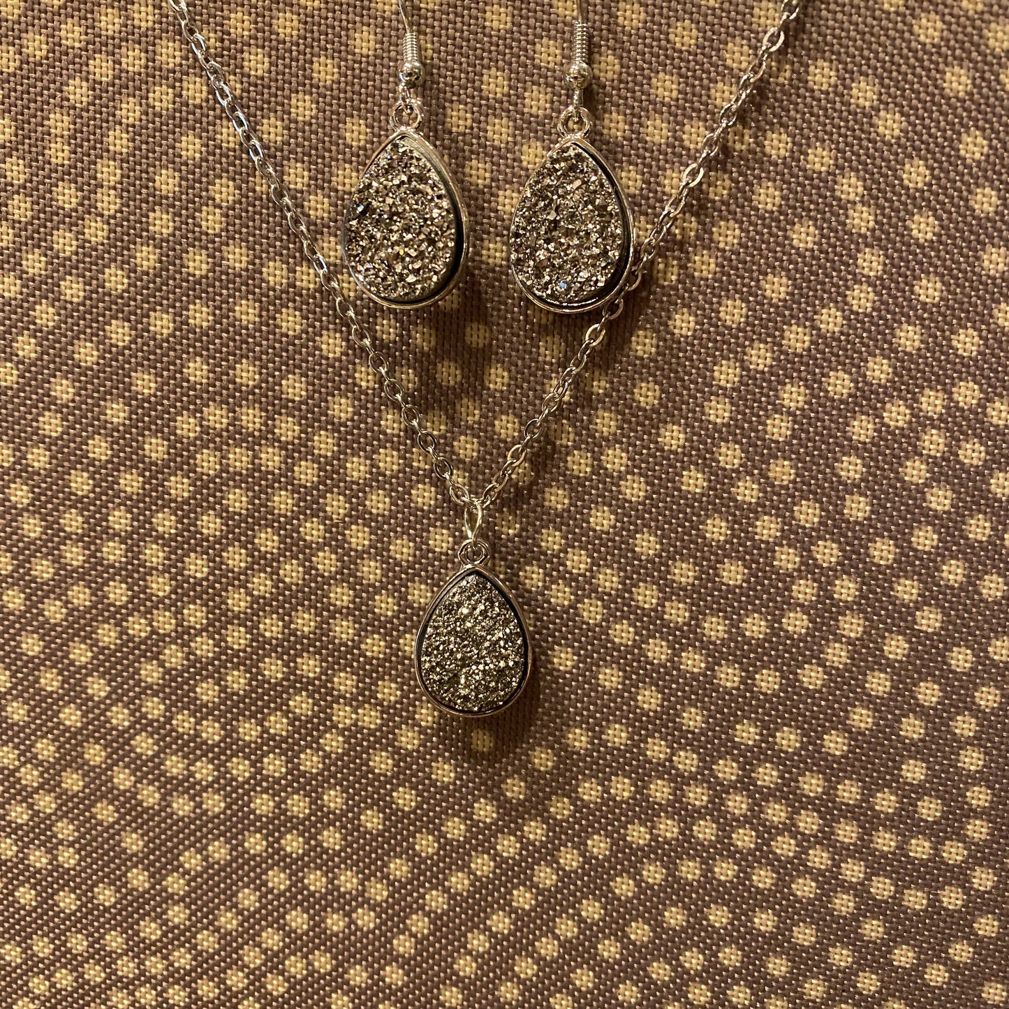 Druzy Teardrop Earrings Only - Silver