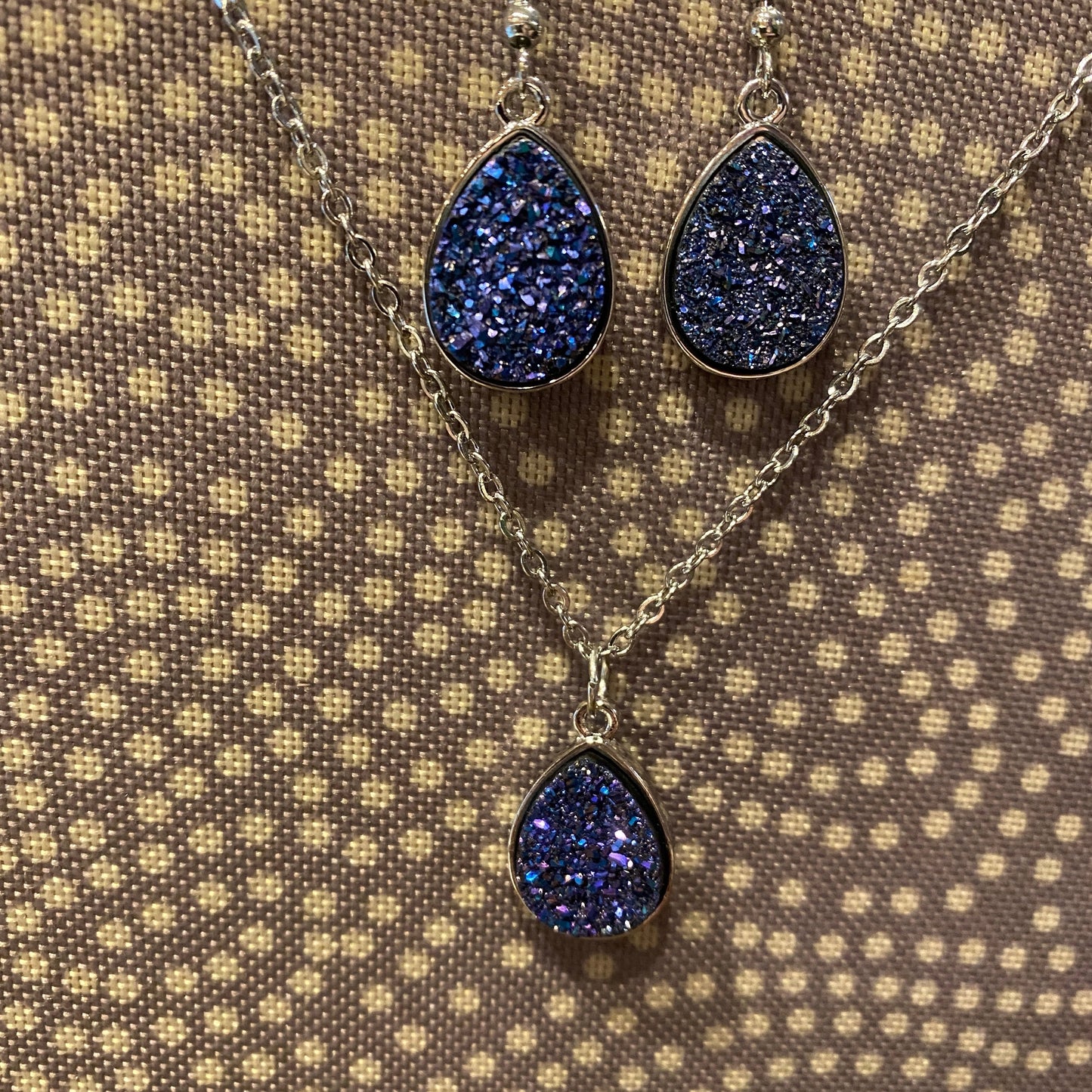 Druzy Teardrop Earrings Only - Silver