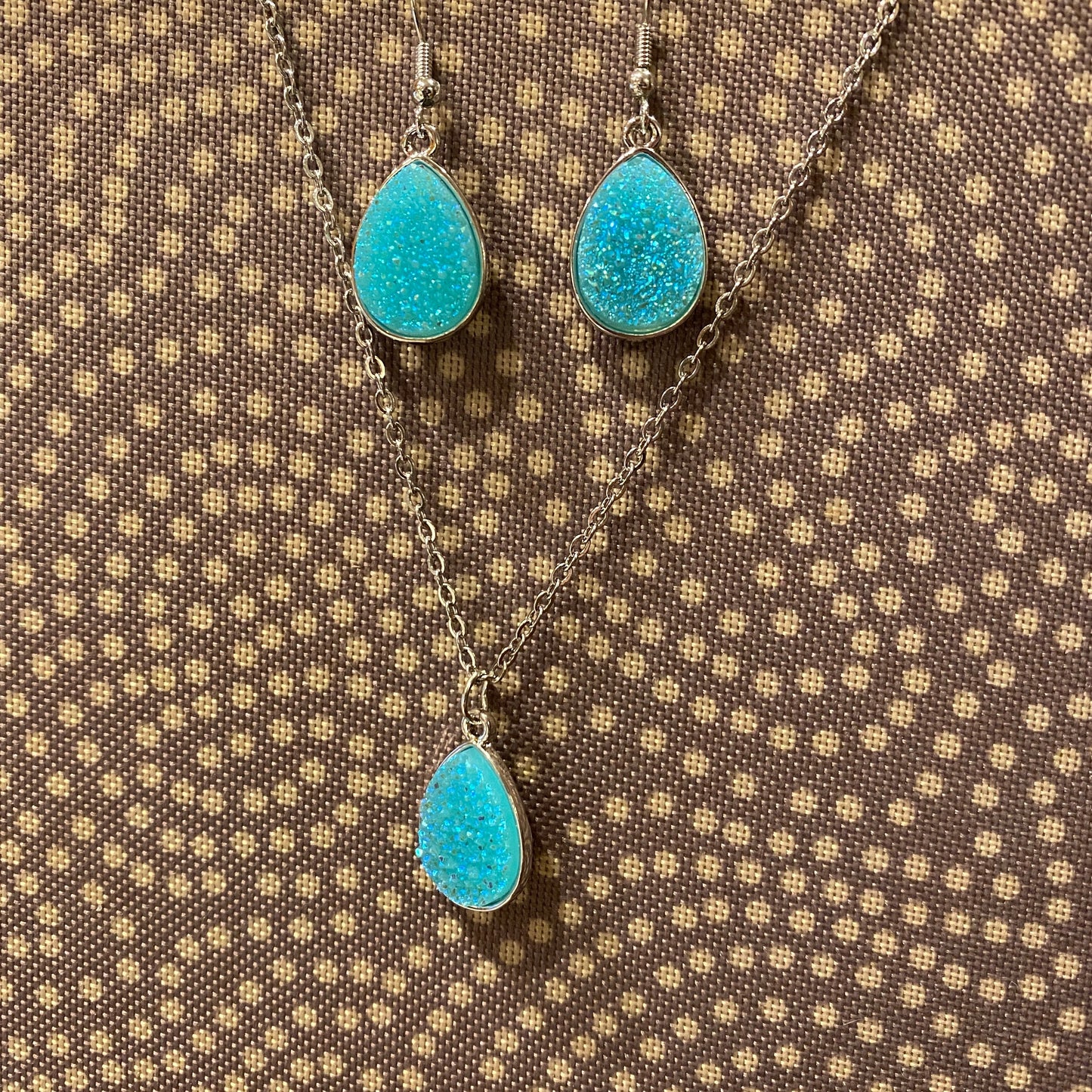Druzy Teardrop Earrings Only - Silver