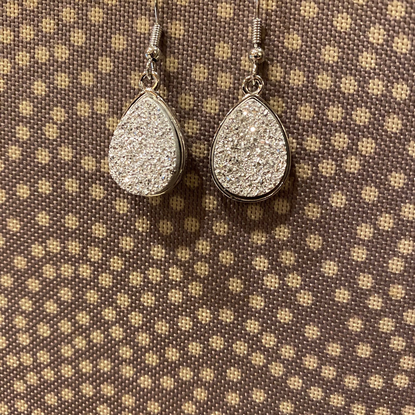 Druzy Teardrop Earrings Only - Silver