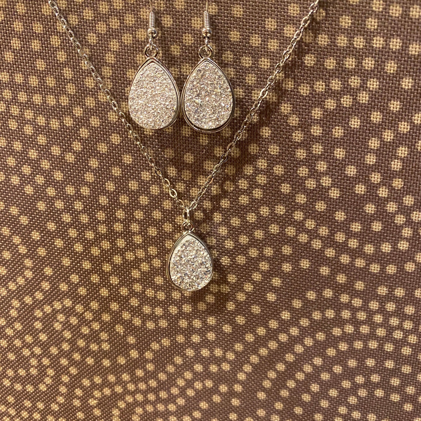 Druzy Teardrop Earrings Only - Silver