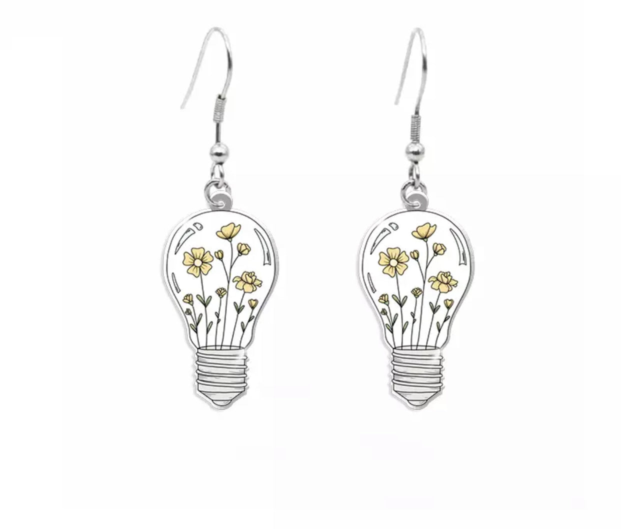 Acrylic Dangle Earrings - Floral Lightbulb
