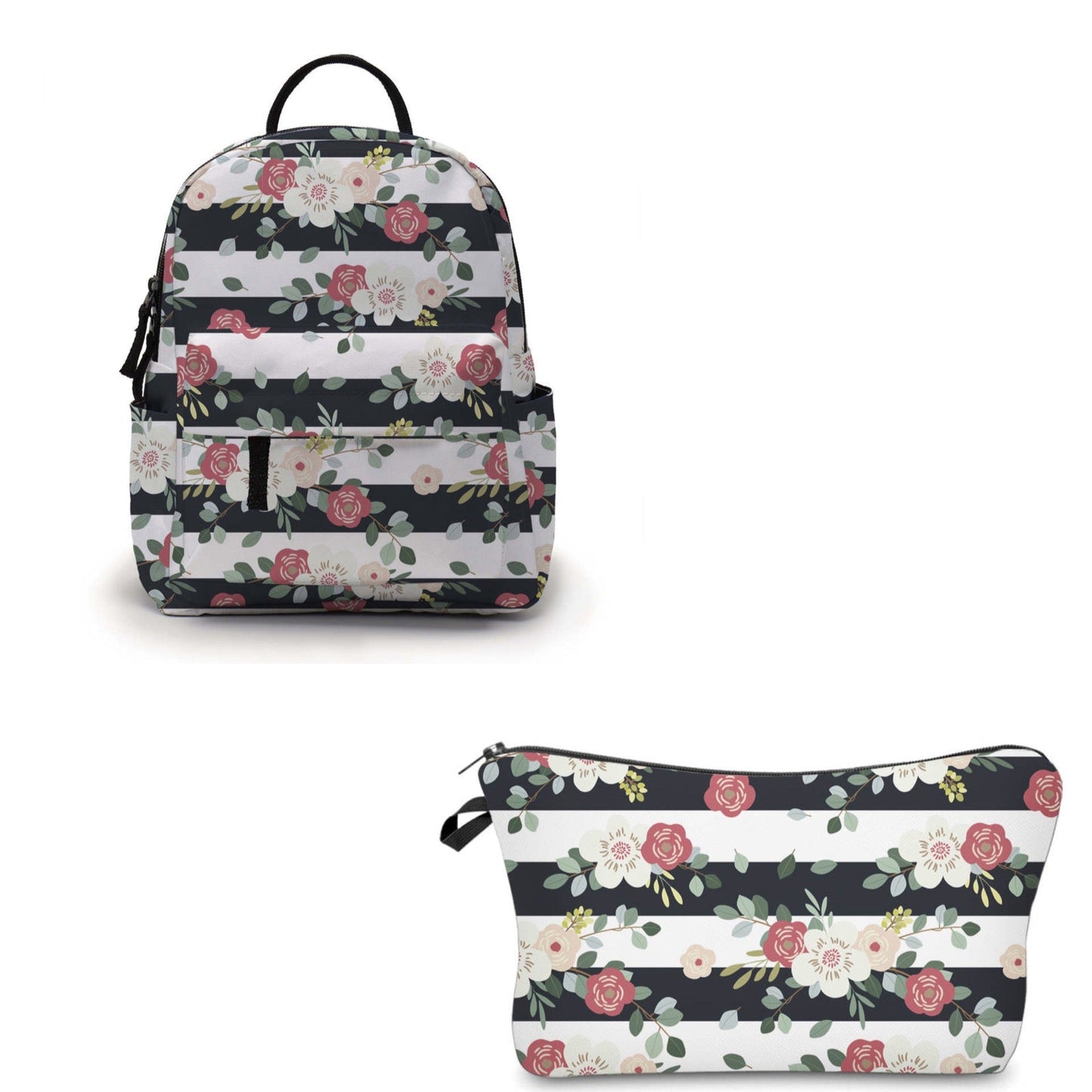 Pouch & Mini Backpack Set - Floral Stripe